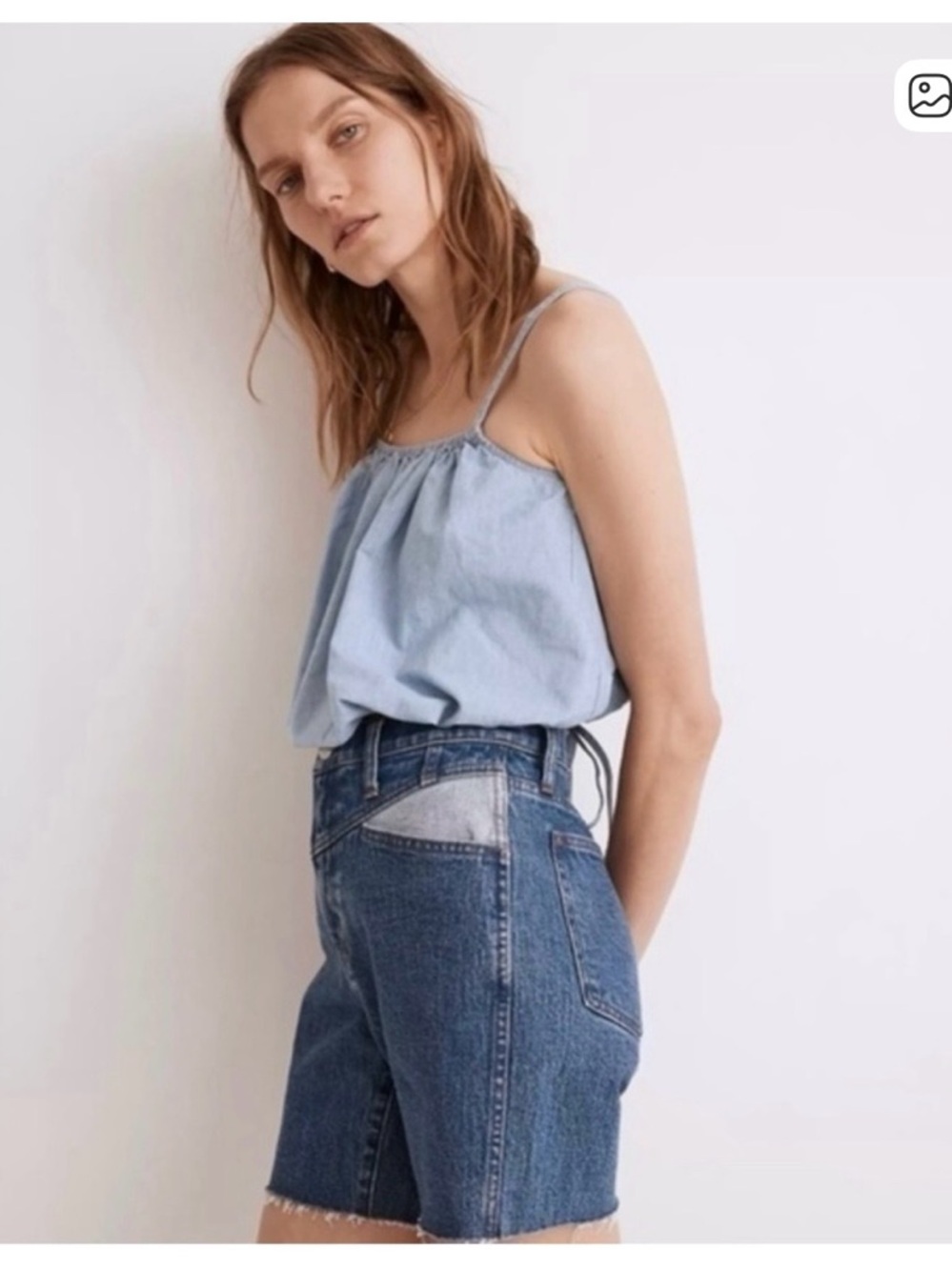NWT Madewell Chambray Bubble Drawstring Top XS - Picture 3 of 8